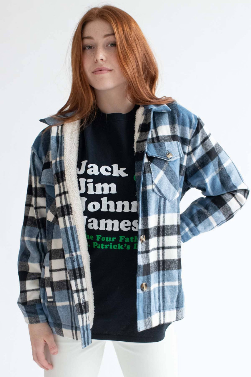 Blue Plaid Sherpa Lined Wool Blend Jacket – JACHS NY