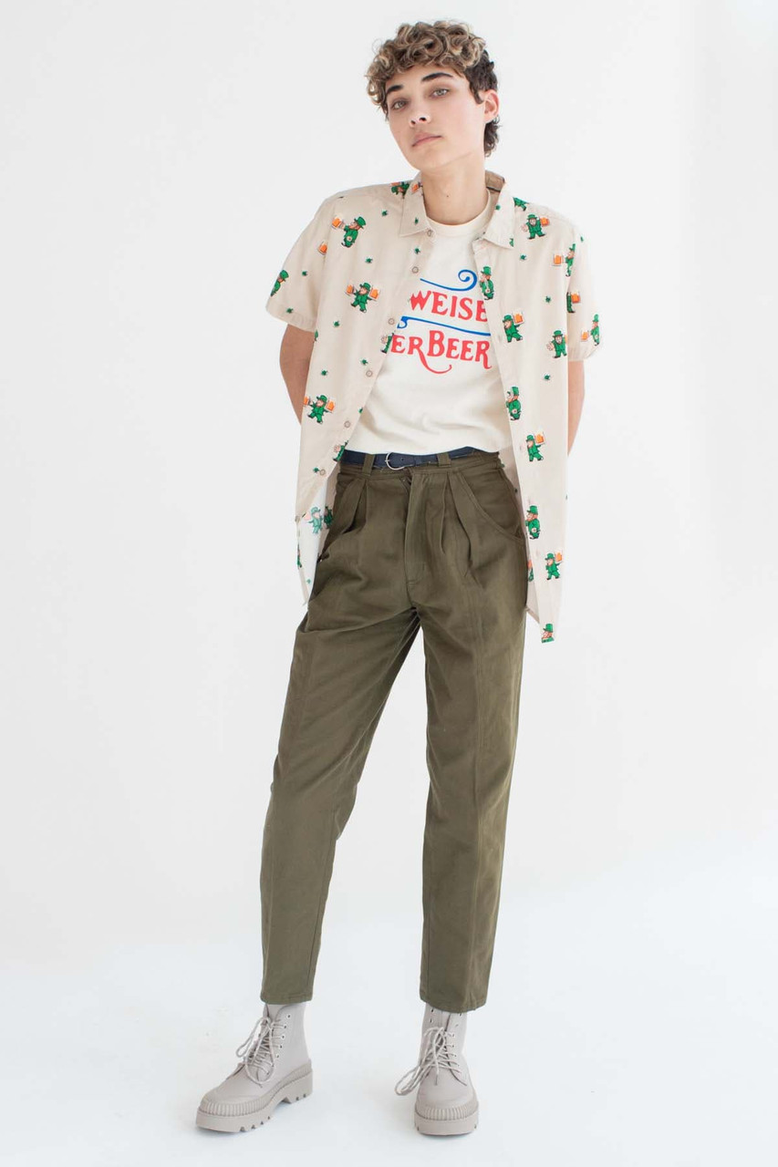 Leprechaun & A Pint Woven Button Up Shirt - Ragstock.com