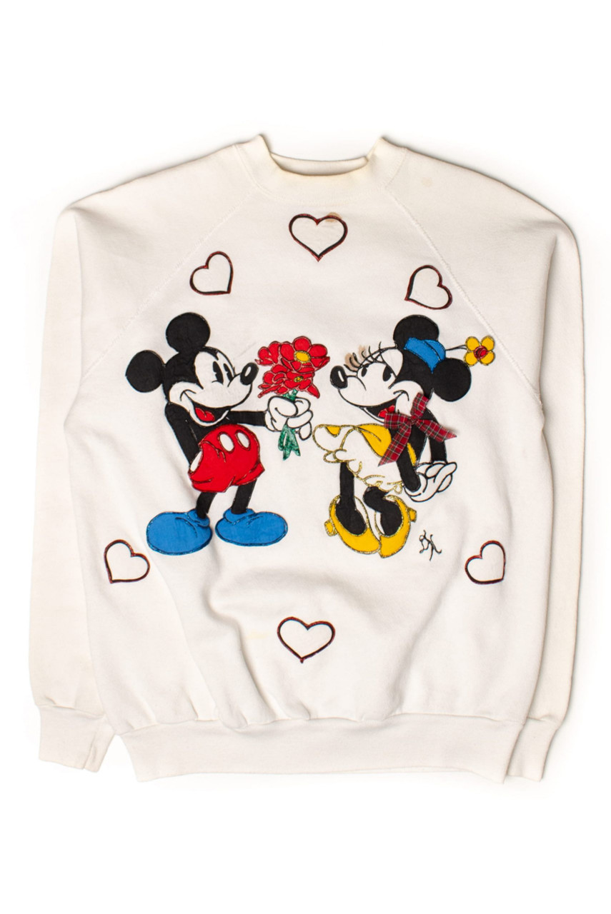 Vintage Handmade Applique Mickey & Minnie Sweatshirt (1990s)
