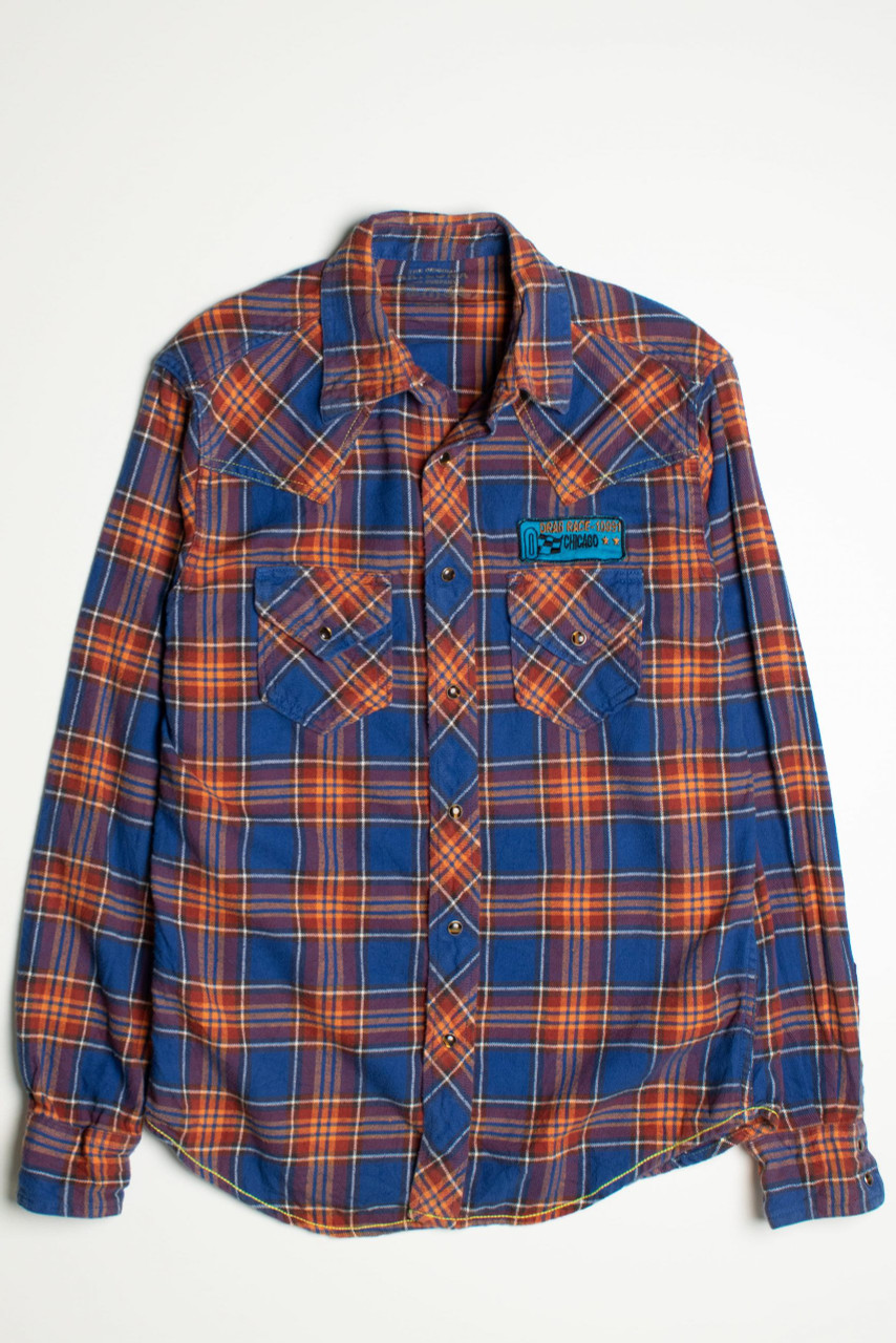 Vintage Arizona Orange and Blue Flannel Shirt