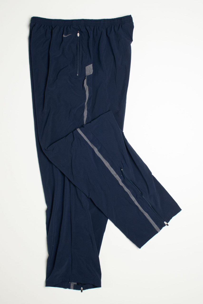 Vintage Nike Track Pants Navy Blue Polyester Orange Swoosh