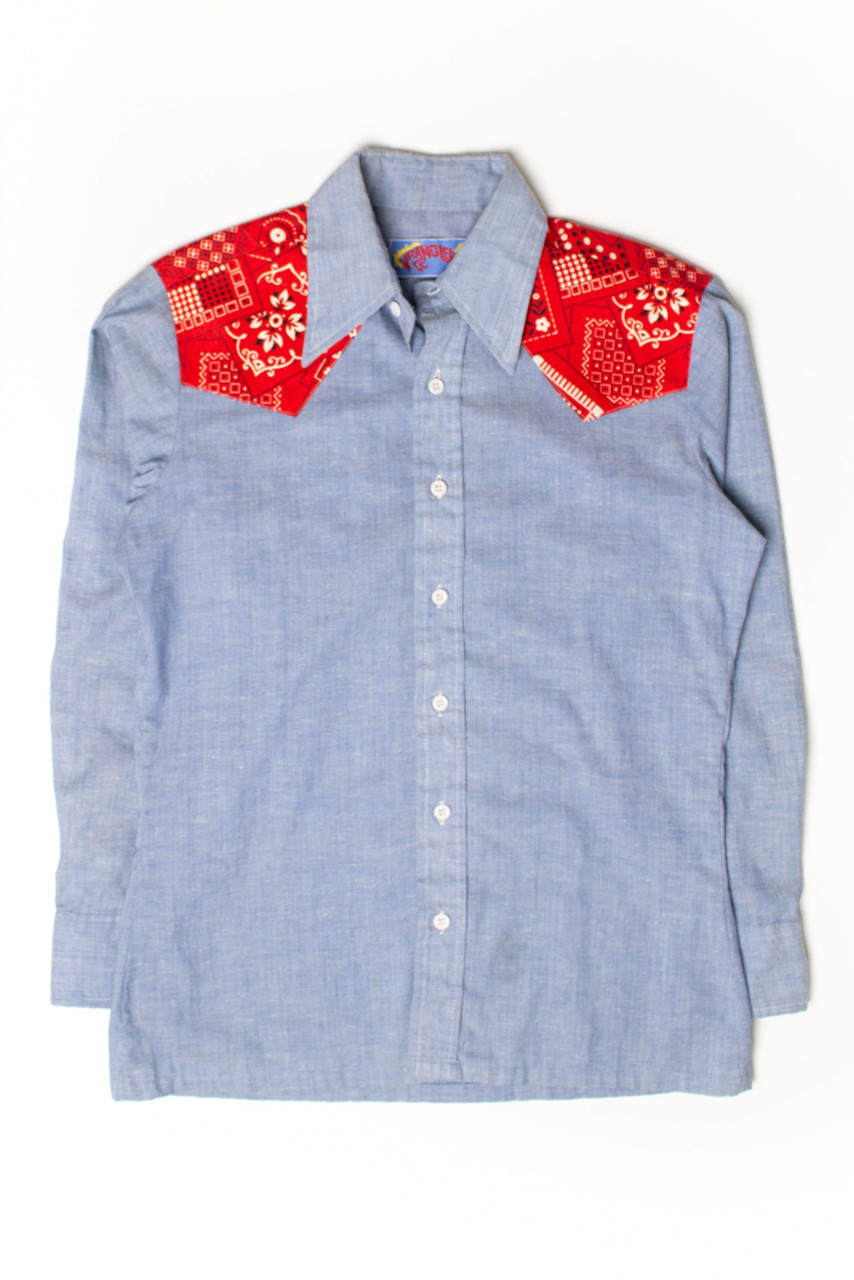 Vintage Wrangler Bandana Chambray Button Up Shirt (1970s)