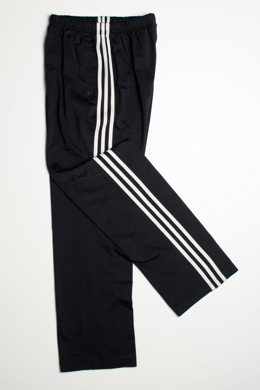 Vintage Adidas Women's Black Striped Track Pants - Medium, Vintage, Flying Apple Vintage