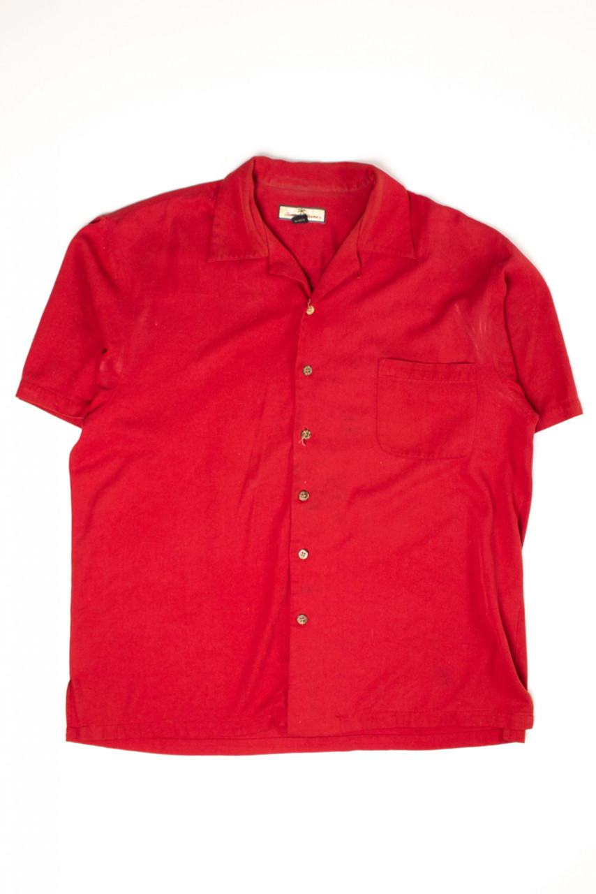 Vintage Red Silk Tommy Bahama Island Player Hawaiian Shirt - Ragstock.com