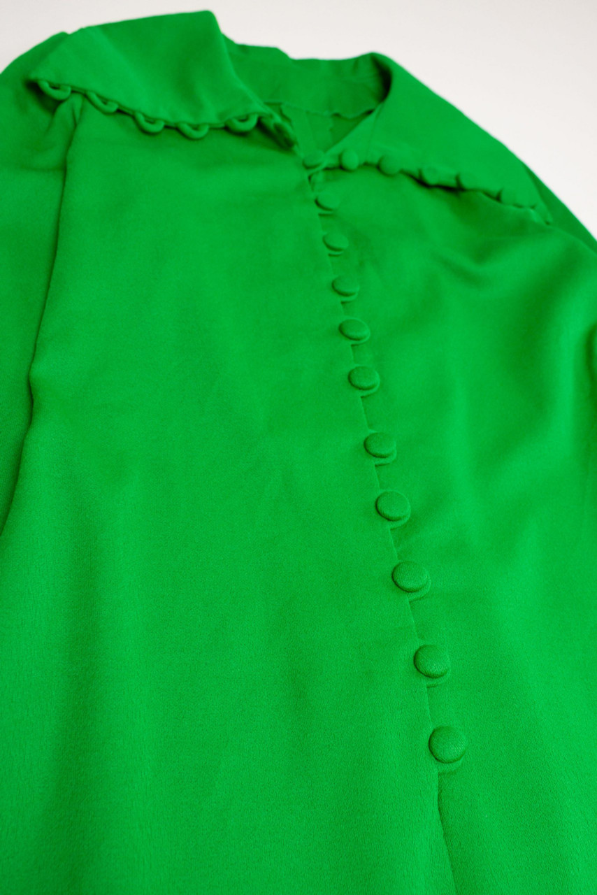 Vintage Green Button Collar Dress (1960s) - Ragstock.com