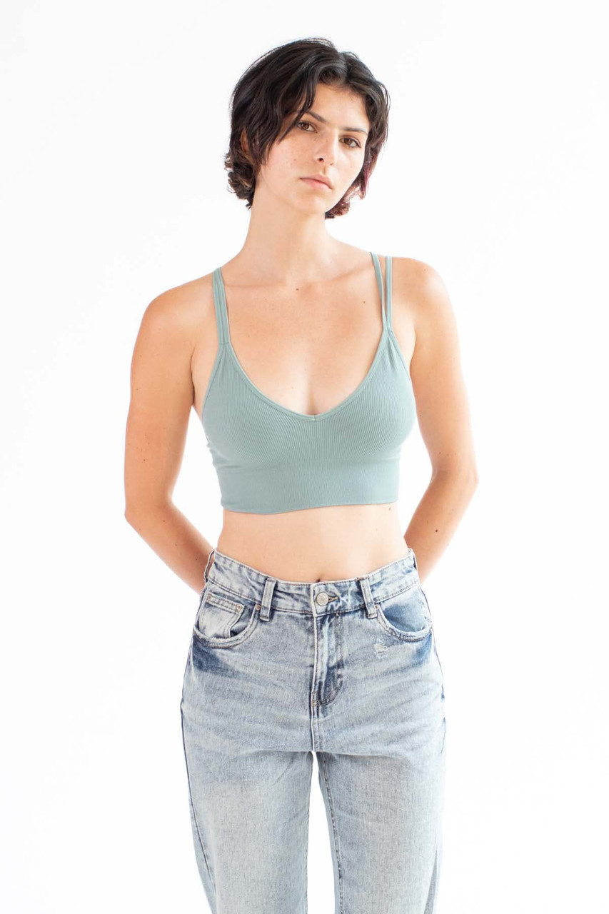 Sage Double Strap Seamless Ribbed Bralette