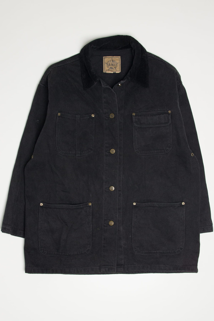 Vintage Black Velvet Collar Denim Jacket - Ragstock.com