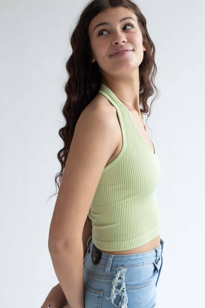 Lime Washed Seamless Halter Top 