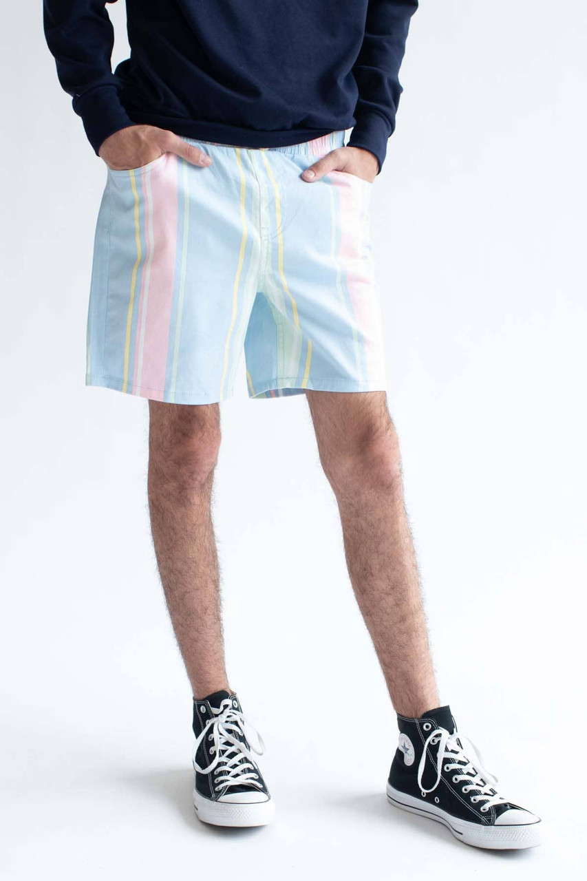 Pastel Striped Stretch Twill Shorts 