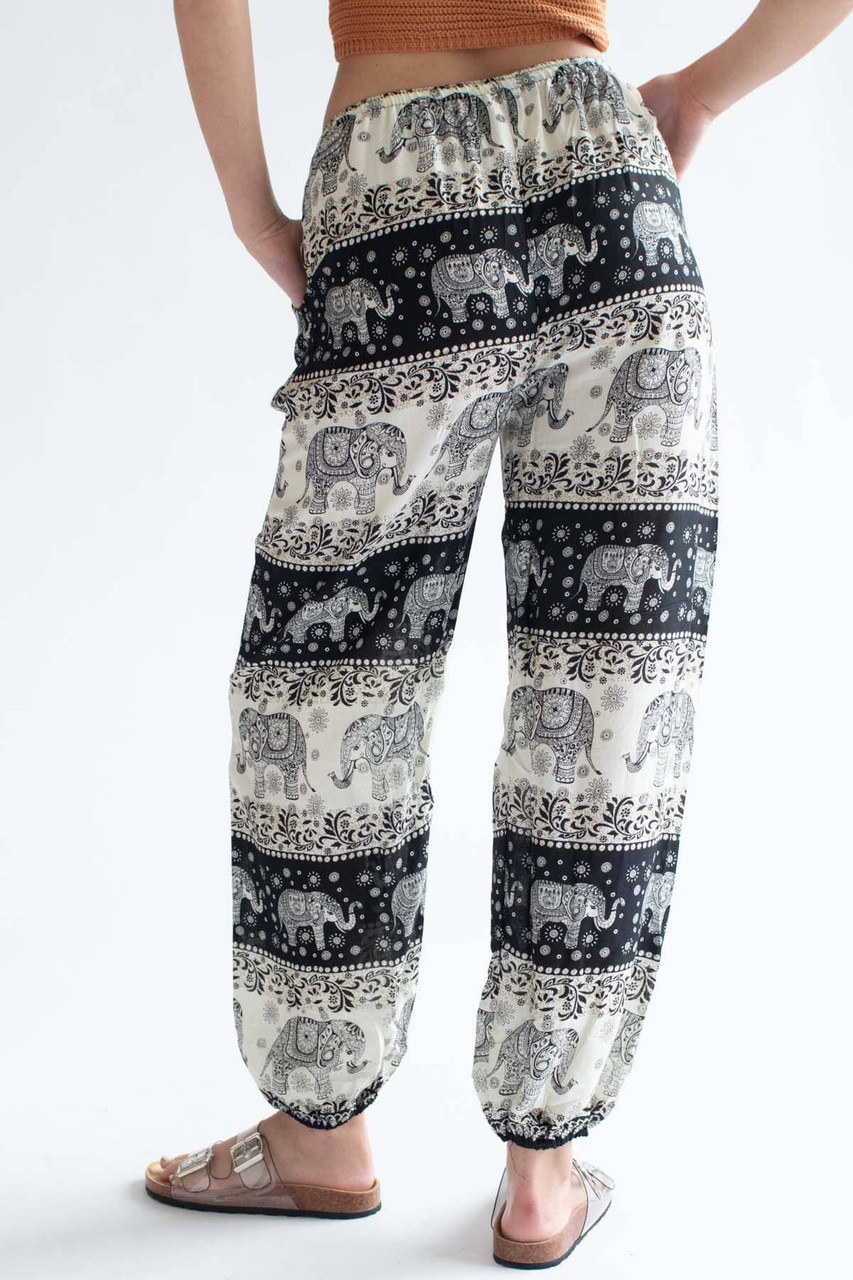 Bohotusk Harem Elephant Pants – Green Chill Stripe