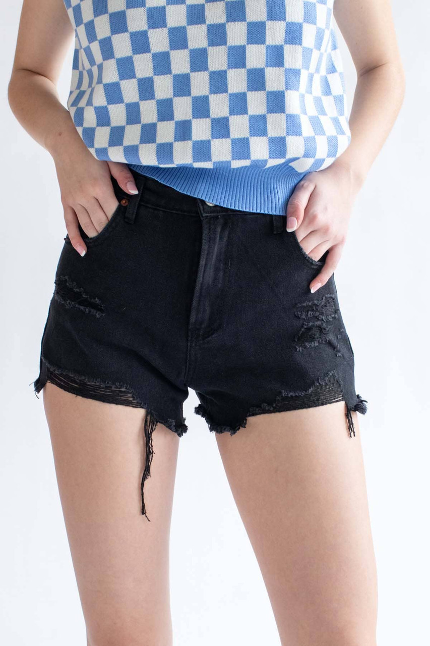 Vada Destroyed High Rise Jean Shorts – Sew Southern Designs