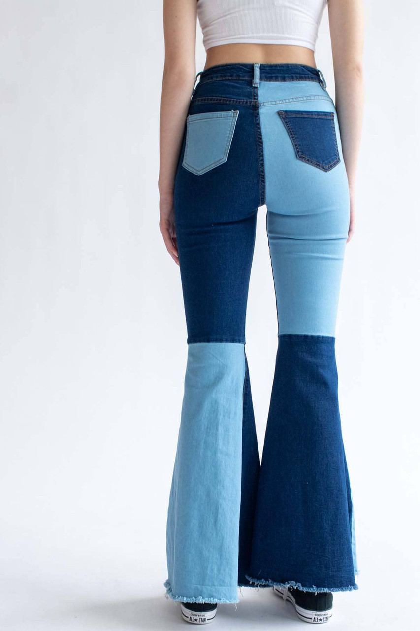 Color Blocked Patchwork Bell Bottoms 