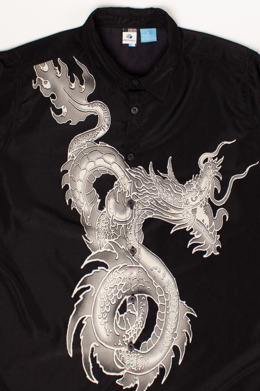 Vintage White Dragon Y2K Shirt (2000s) 