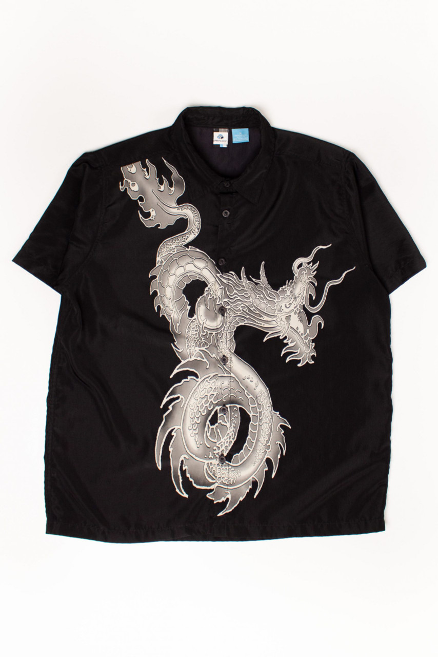 Vintage White Dragon Y2K Shirt (2000s)