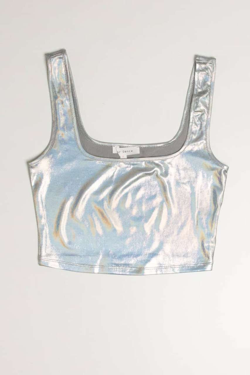 Silver Holographic Crop Tank 