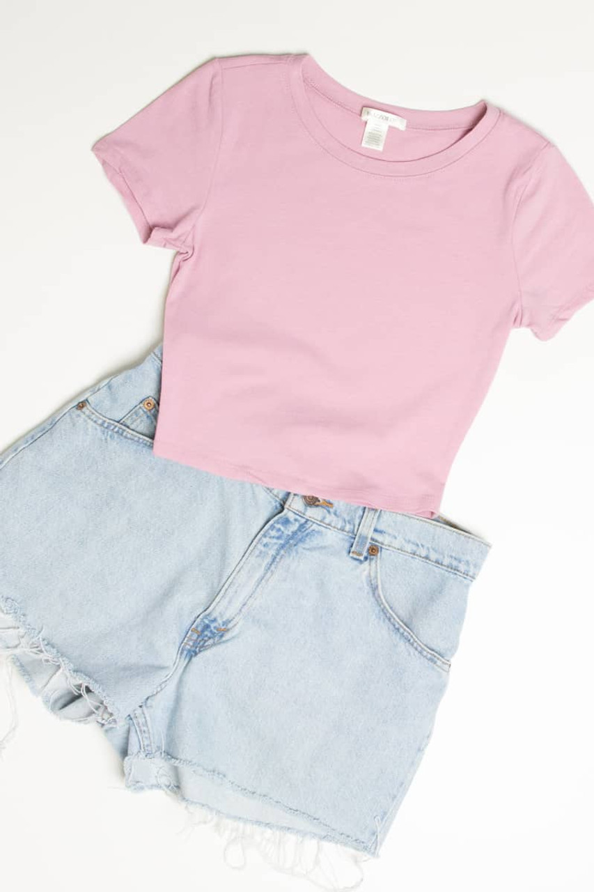 Pink Short Sleeve Super Crop Tee