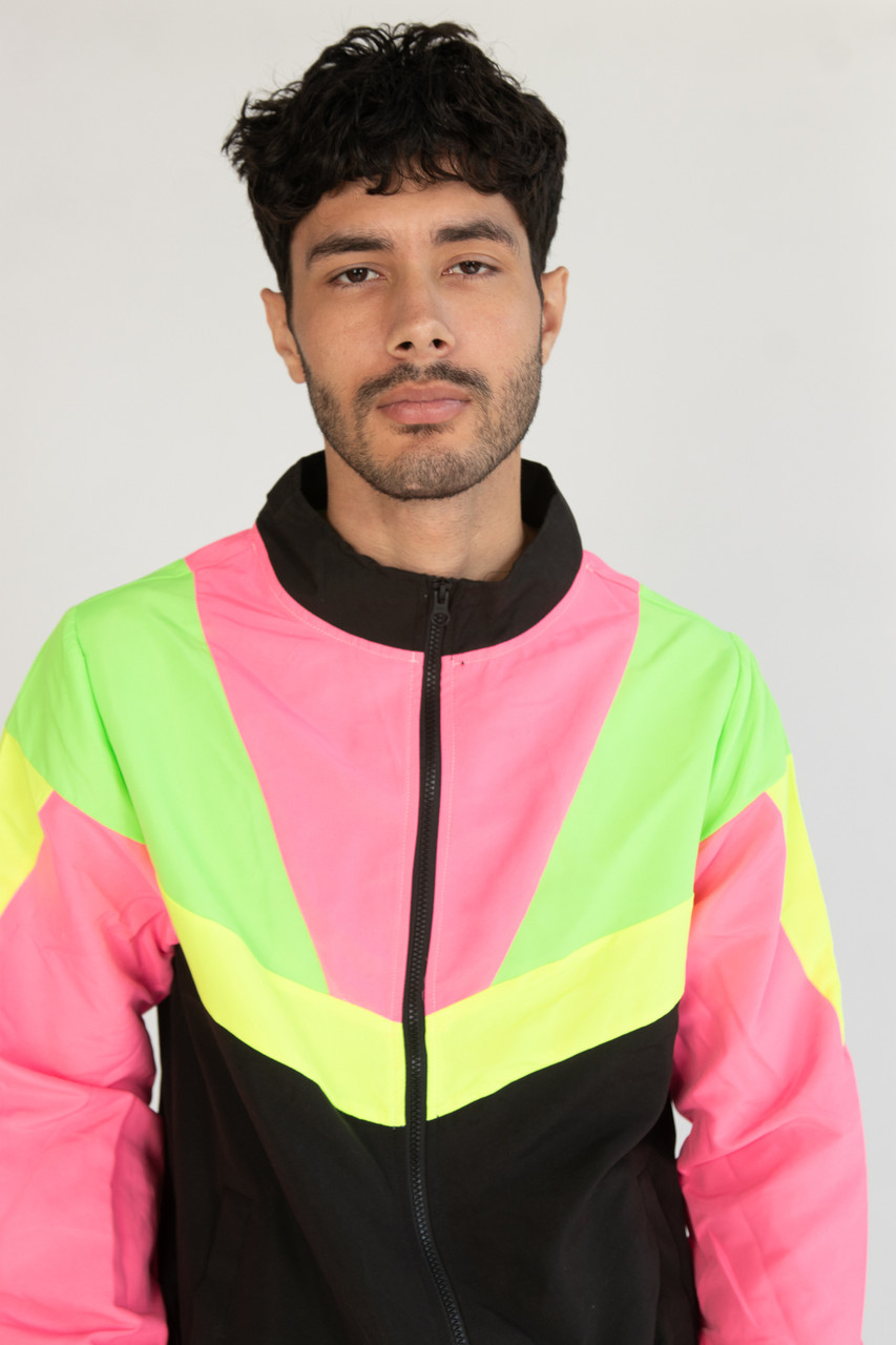 Black Neon Colorblocked Windbreaker