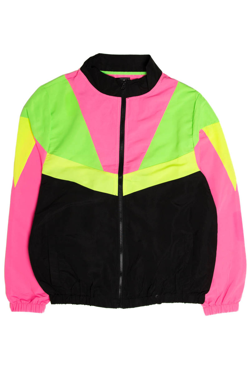 Black Neon Colorblocked Windbreaker