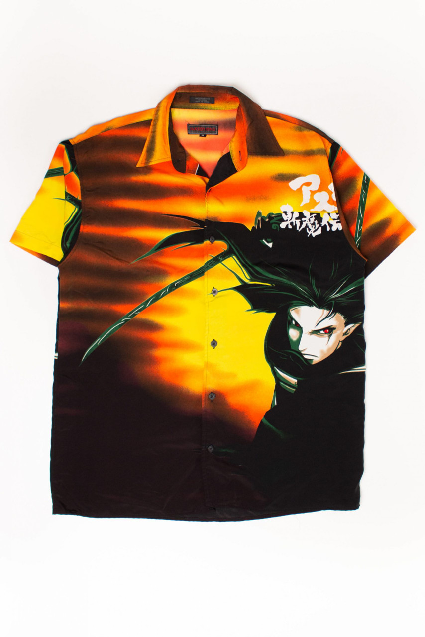 NARUTO ITACHI THUNDER BUTTON UP SHIRT MAROON  Hypland