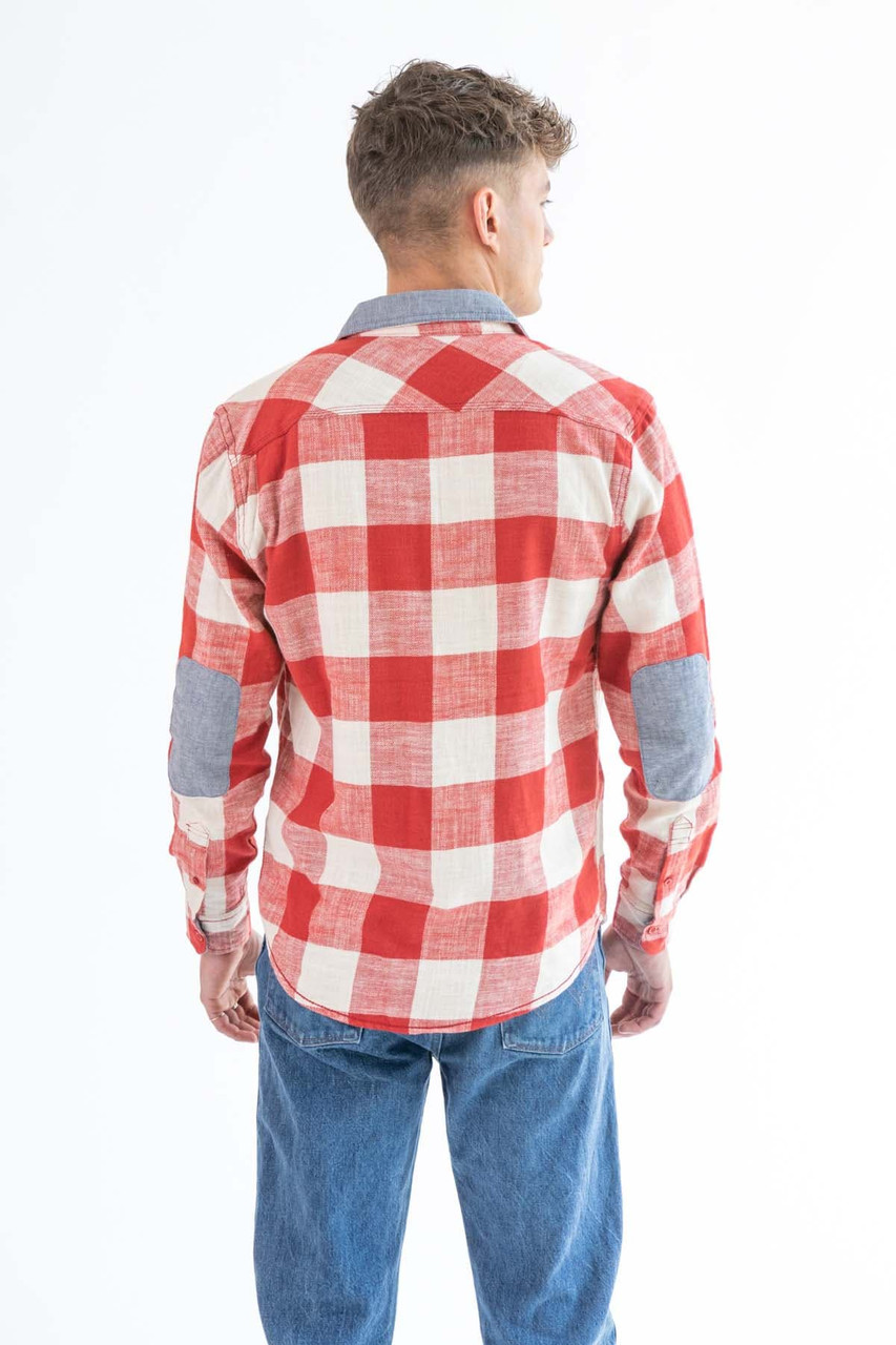 Natural Red Denim Patch Flannel