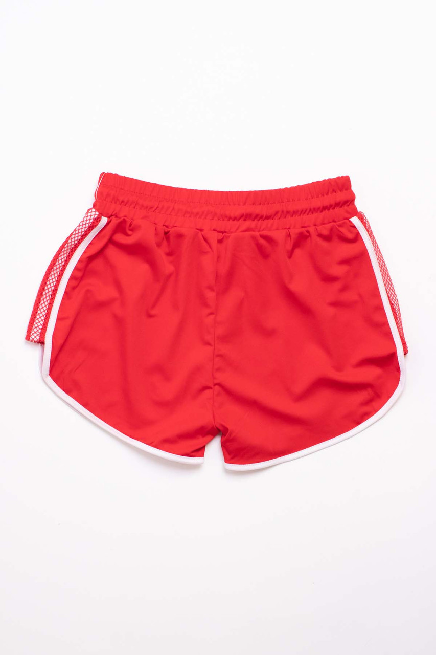 Red Mesh Side Dolphin Shorts - Ragstock.com
