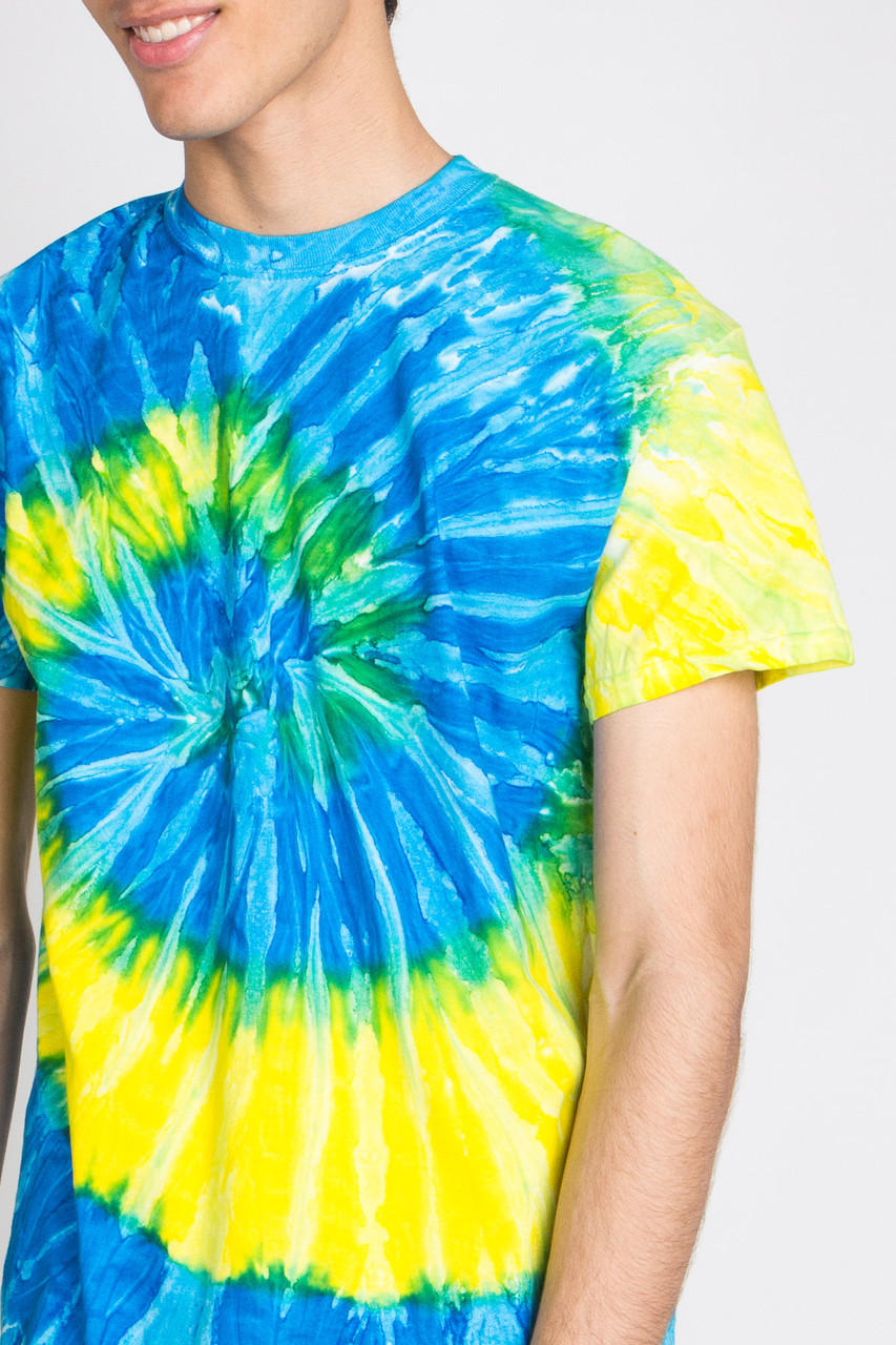 Yellow & Blue Swirl Tie Dye Shirt 