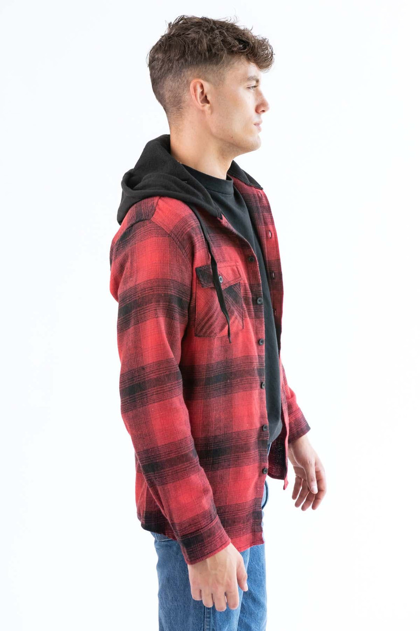 Red black sales flannel hoodie