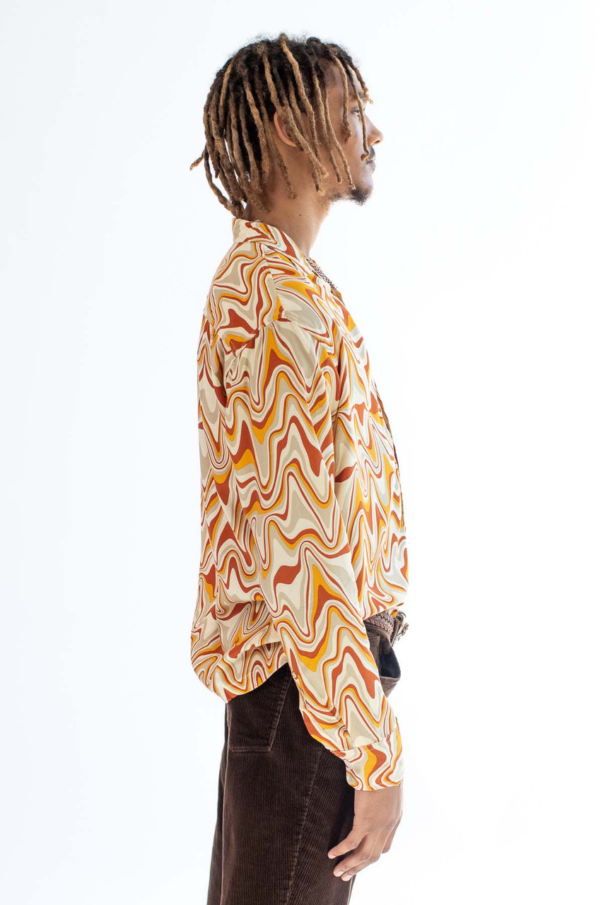 Marbled Long Sleeve Button Up Shirt - Ragstock.com