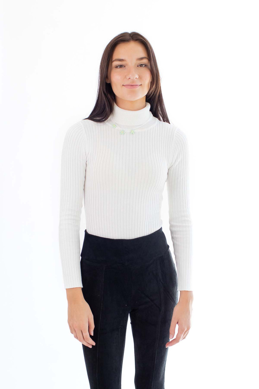 Ivory Ribbed Sweater Bodysuit