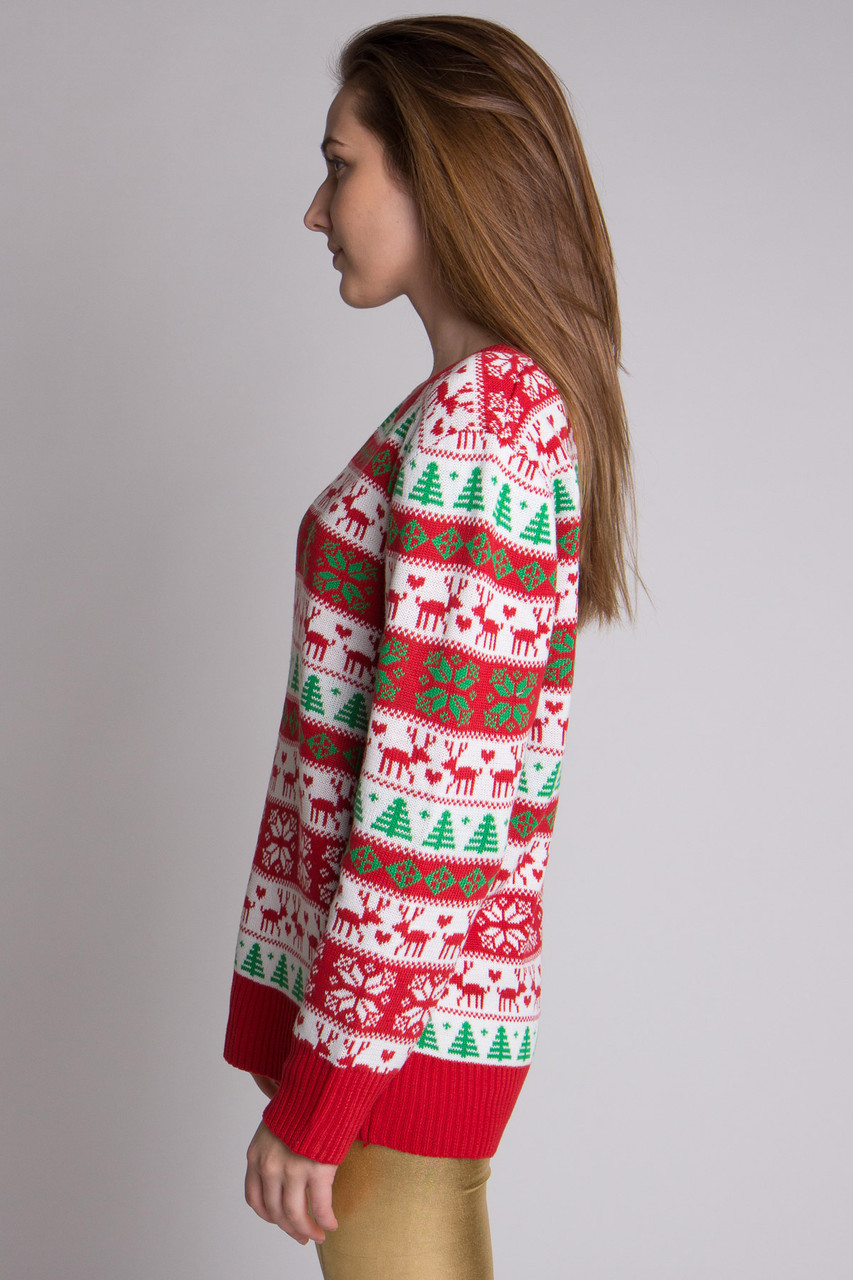 Reindeer Pattern Christmas Sweater