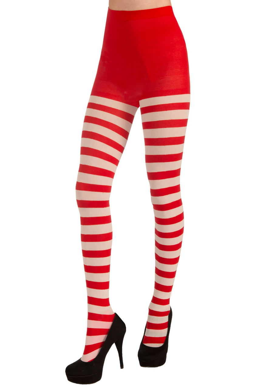 Red and white striped shop leggings women's