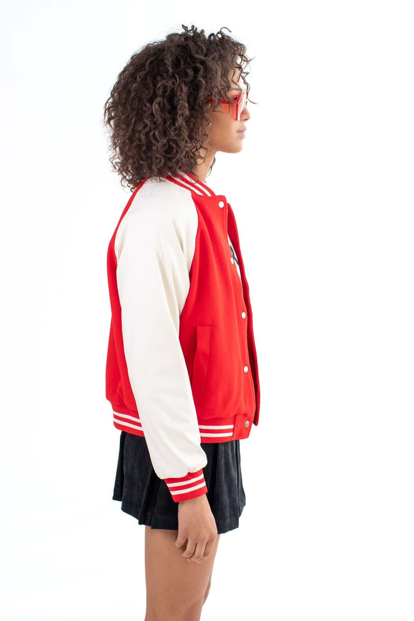 Letterman Jacket Varsity for Men Women & Kids Red Body Cream Sleeves and  Banded Collar Cheerleader Custom Varsity Bomber Jacket - Etsy