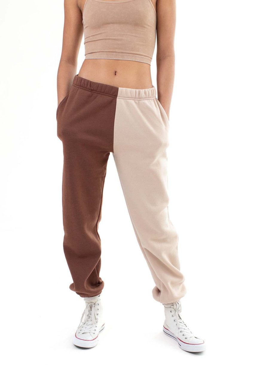 Brown Color Blocked Joggers