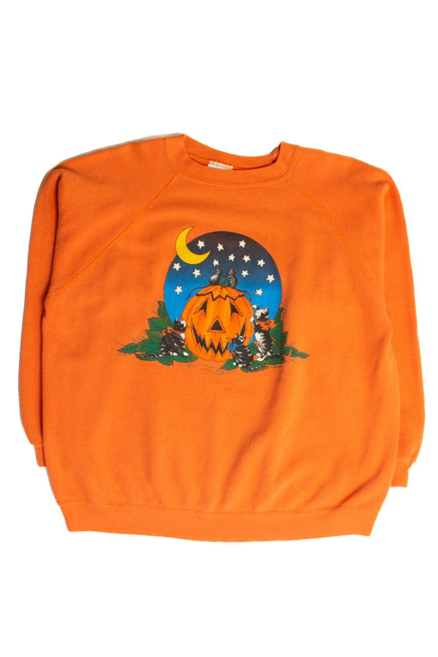 Vintage Jack O' Lantern Cats Halloween Sweatshirt (1990s) - Ragstock.com