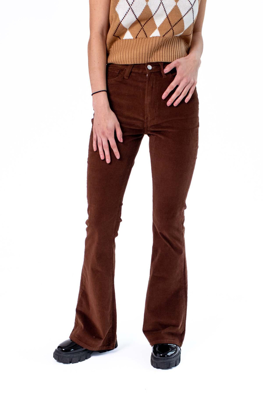 Brown Stretch Corduroy Flare Pants - Ragstock.com