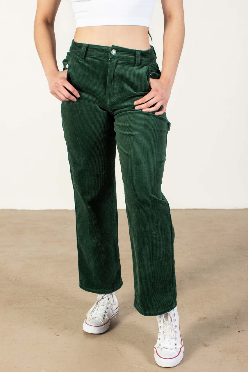 Green Stretch Corduroy Carpenter Jeans