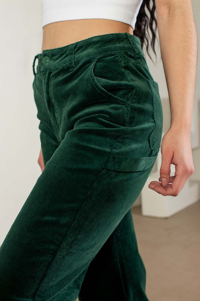 Hunter Green Stretch Corduroy Carpenter Jeans