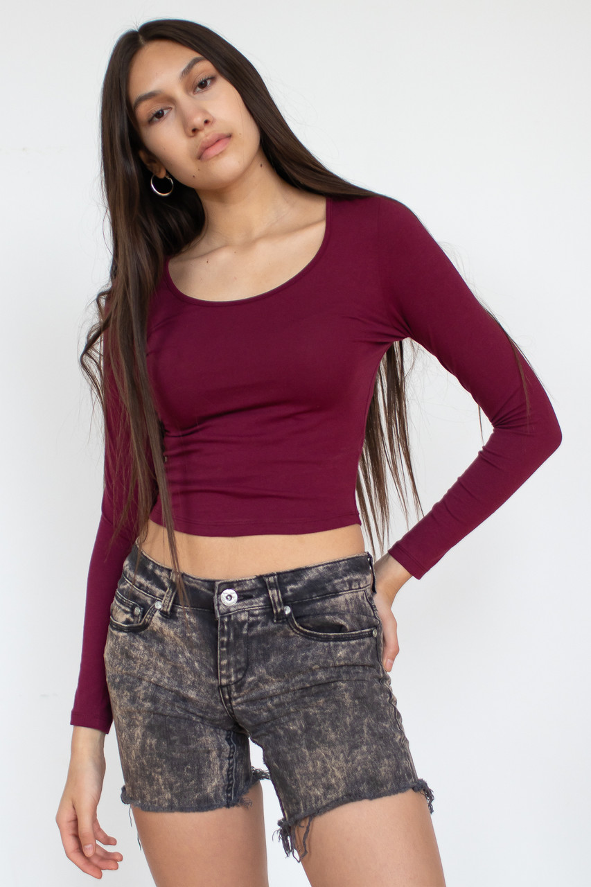 Tops, Premium Rib Scoop Neck Crop Top