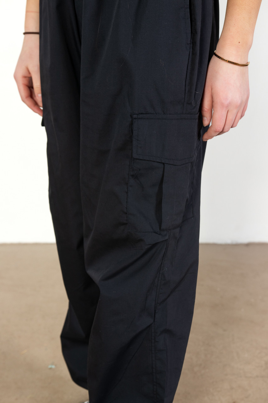 Black Cargo Parachute Pants