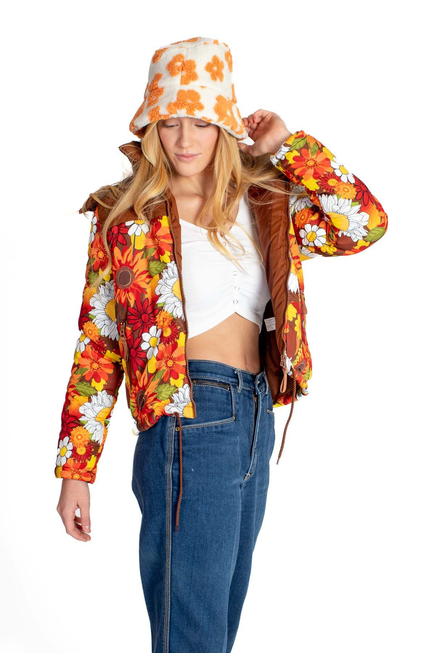 Retro Floral Puffer Jacket