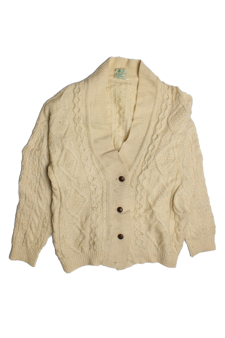 Vintage Clady Knit Vintage Fisherman Cardigan Sweater (1970s)