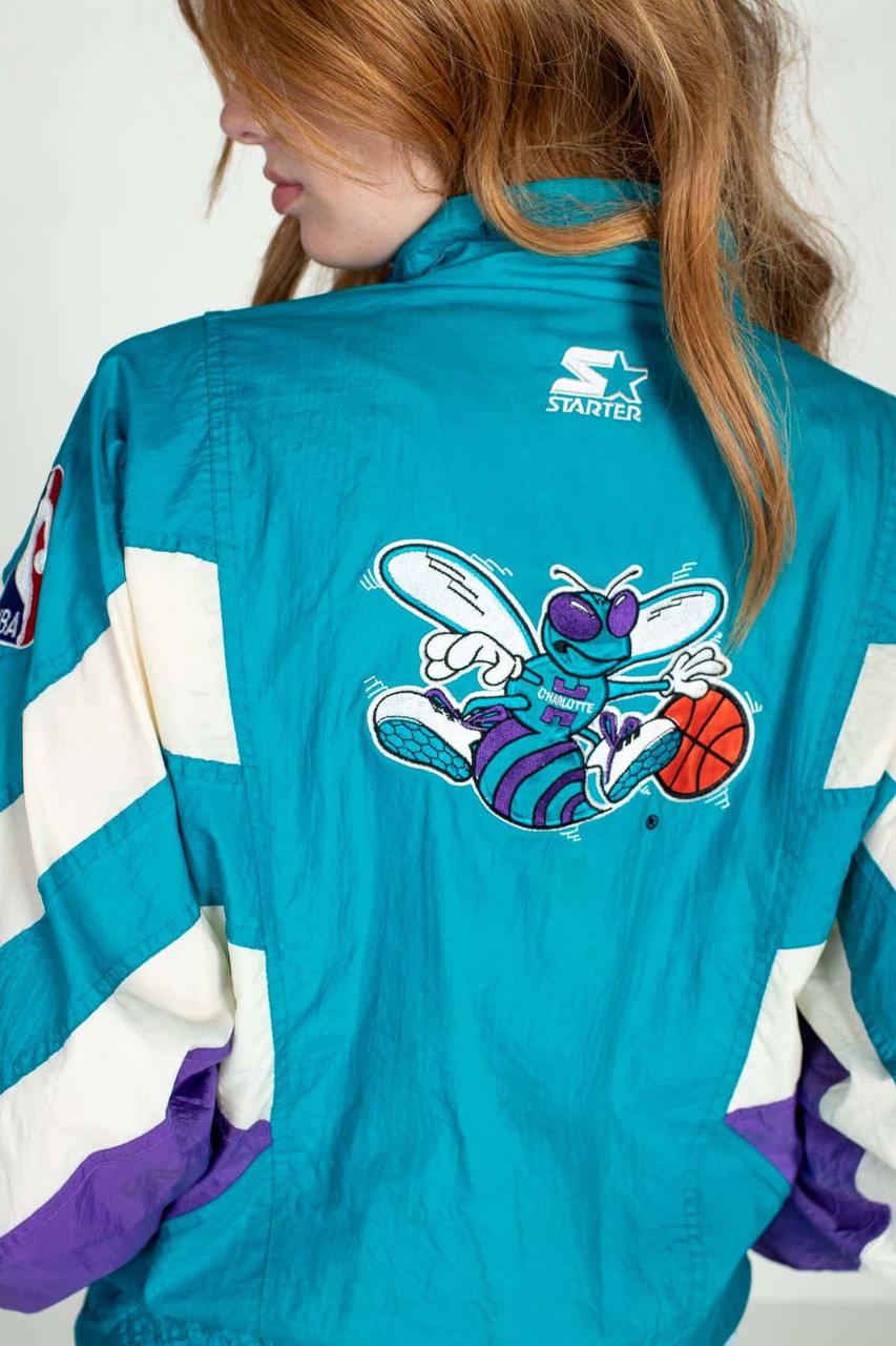 Vintage Starter - Charlotte Hornets Hooded Pullover Jacket 1990s Large