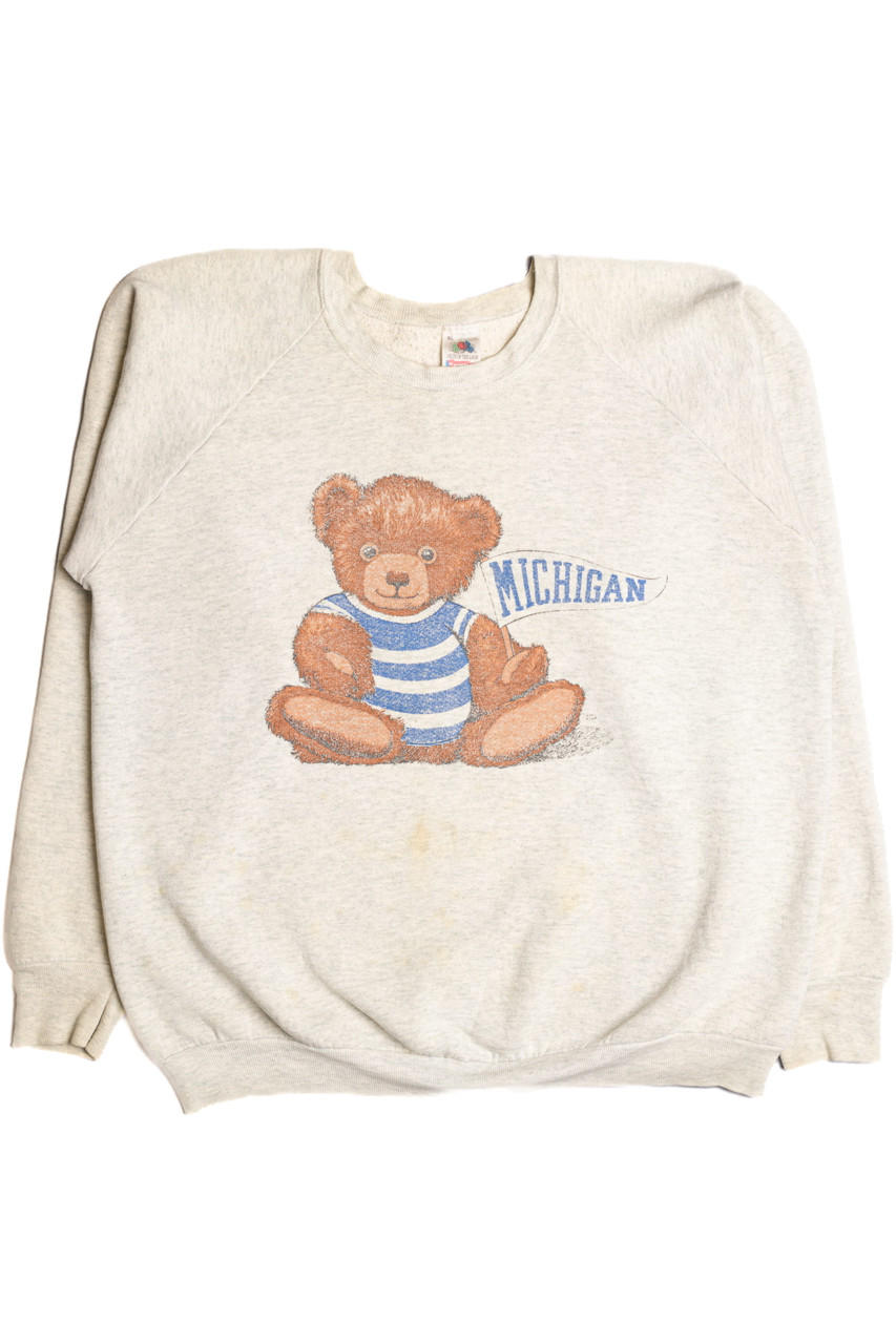 Teddy Bear Sweater Blue Vintage Pullover 80's Women S 