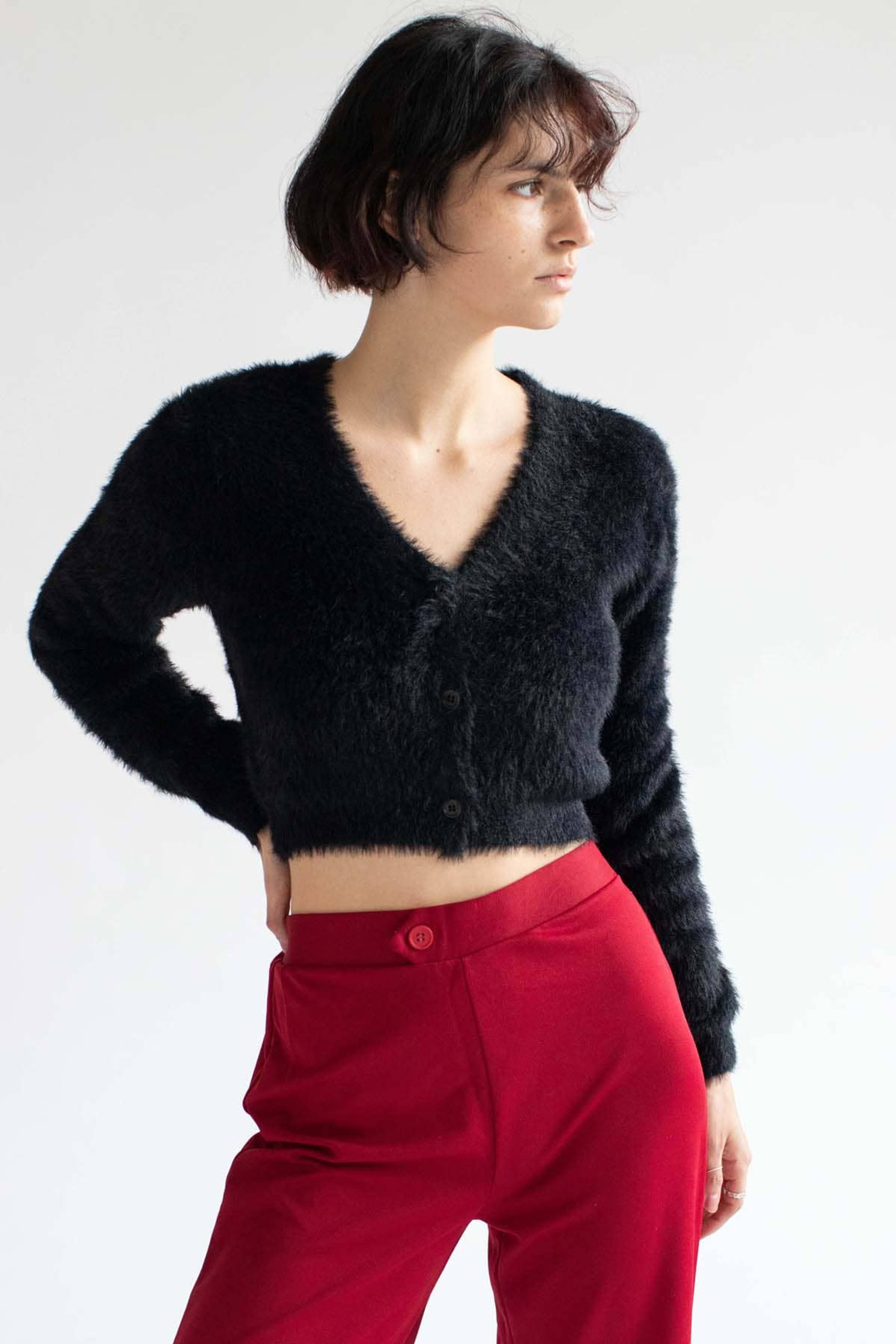 Black Eyelash Cardigan & Tank Set - Ragstock.com