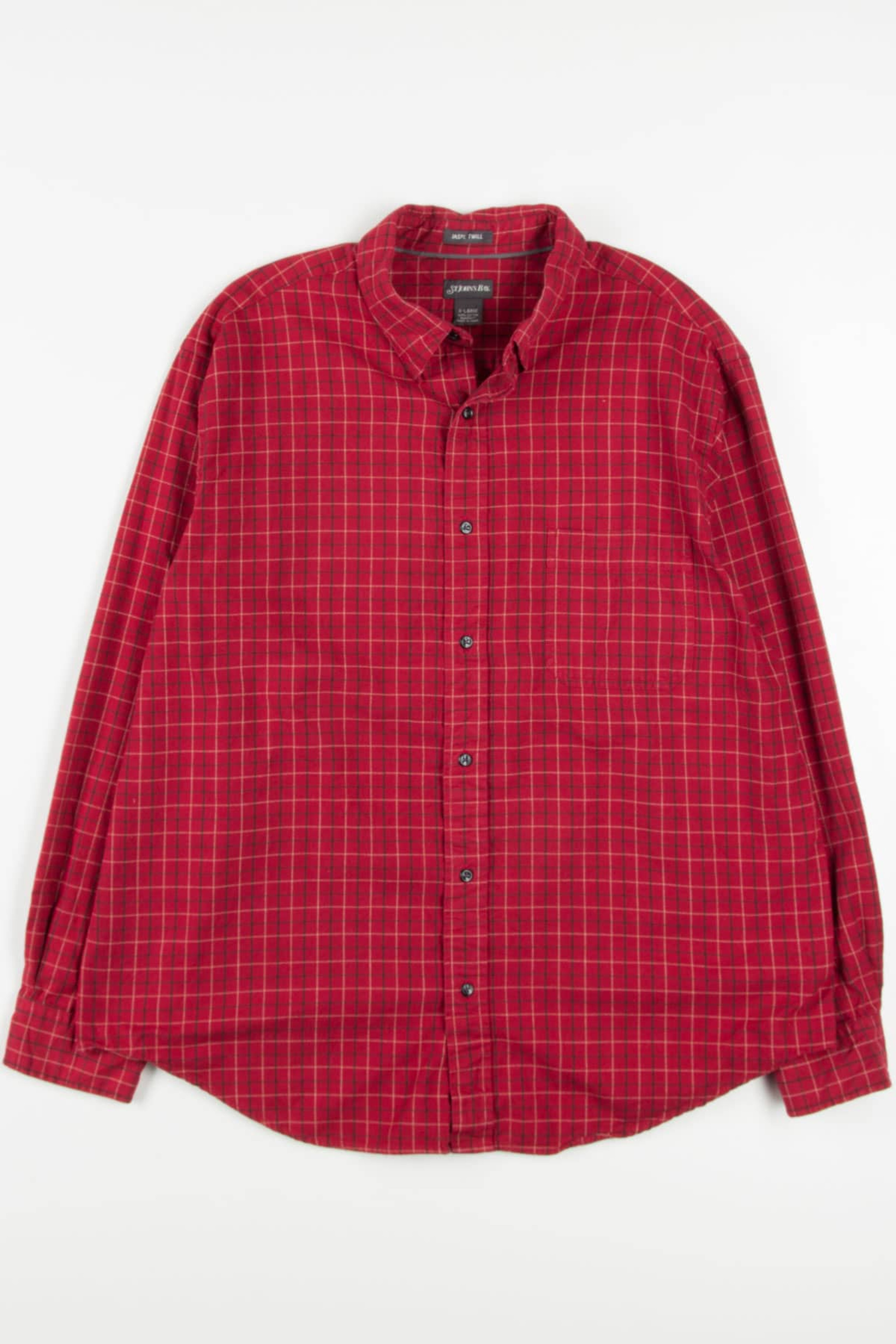 Red St. John's Bay Flannel Shirt (2000s) - Ragstock.com