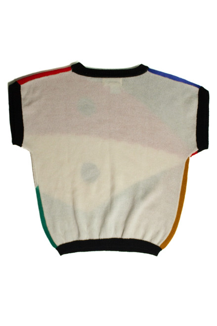 Vintage Color Block Short Sleeve Sweater (sz. Medium)