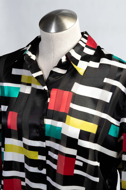 Vintage Black Color Block Button Up Shirt (sz. 10)