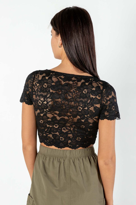 Black Lace Cup Lined Top