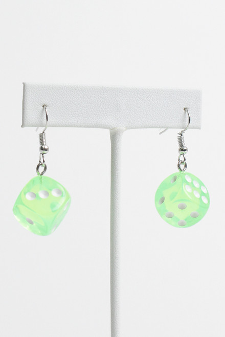 Lime Green Dice Earrings