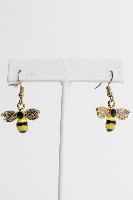 Gold Bee Dangle Earrings